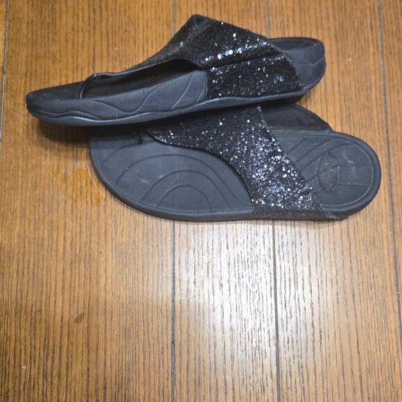 Black shimmer flip flops - Picture 2 of 4